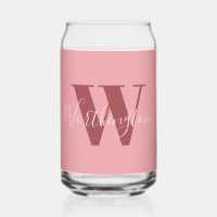 Girly Monogram and Name pink blush red
