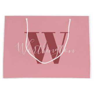 Girly Monogram and Name pink blush red Large Gift Bag