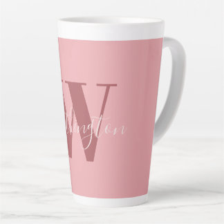Girly Monogram and Name pink blush red Latte Mug