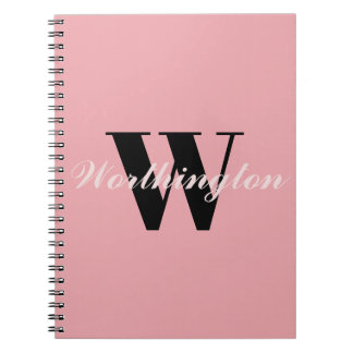 Girly Monogram and Name pink blush red Notebook