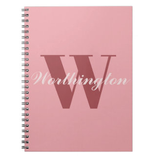 Girly Monogram and Name pink blush red Notebook