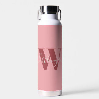 Girly Monogram and Name pink blush red Water Bottle
