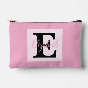Girly Monogram and Name pink purple Luggage Accessory Pouch