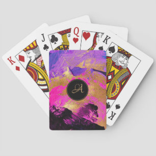 Girly monogram artistic elegant abstract pattern playing cards