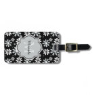 Girly Monogram Black White Daisy Flowers With Name