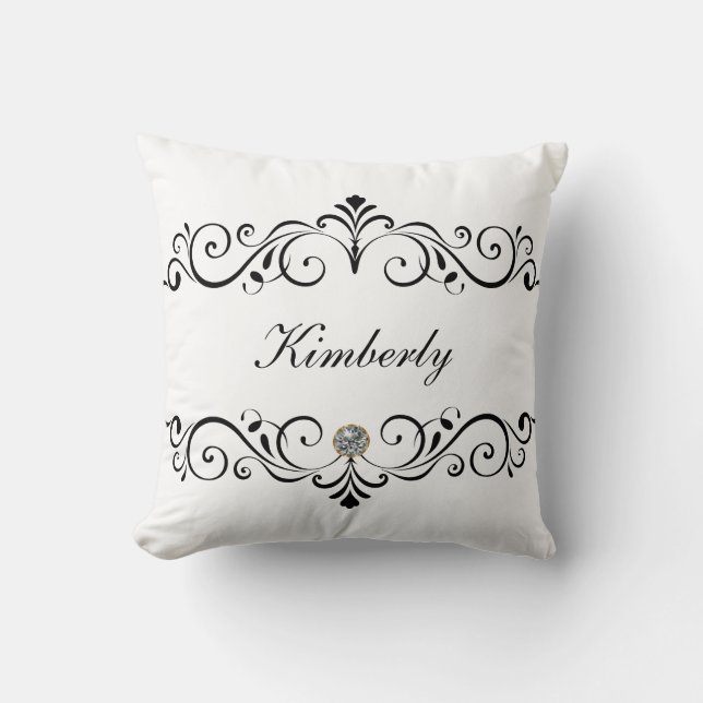 Girly Monogram Bling Cushion (Front)