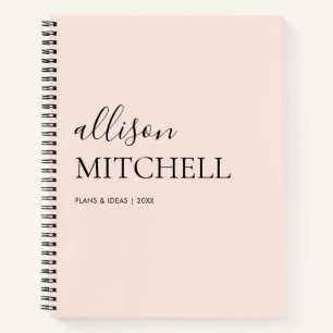 Girly Monogram Calligraphy Blush Pink Notebook