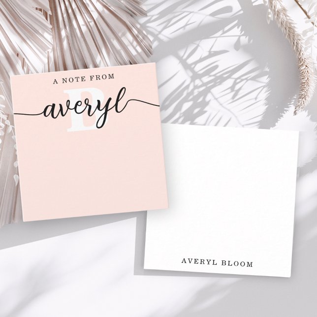 Girly Monogram Calligraphy Blush Pink Stationery Card (Creator Uploaded)