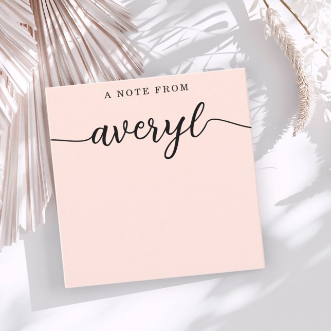 Girly Monogram Calligraphy Blush Pink Stationery Card (Creator Uploaded)