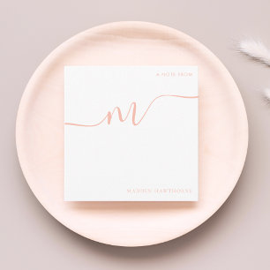 Girly Monogram Calligraphy Coral Pink Stationery Card