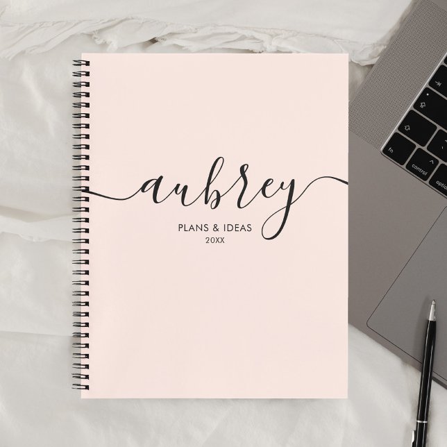 Girly Monogram Calligraphy Elegant Pink Notebook (Creator Uploaded)
