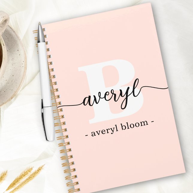 Girly Monogram Calligraphy Initial Name Blush Pink Planner (Creator Uploaded)
