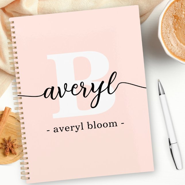 Girly Monogram Calligraphy Initial Name Blush Pink Planner (Creator Uploaded)