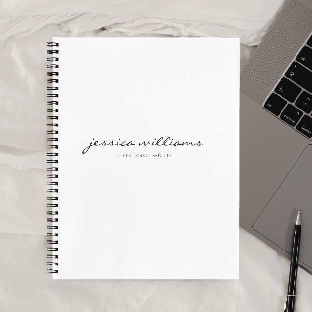 Girly Monogram Calligraphy Minimalist White Notebook (Creator Uploaded)