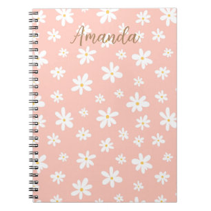 Girly monogram colourful floral pattern notebook