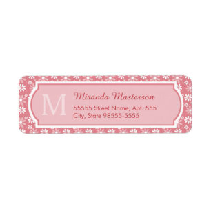 Girly Monogram Cute Pink Daisy Flowers With Name