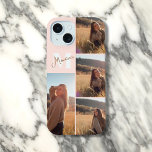Girly Monogram Elegant Photo Blush Pink  iPhone 15 Case<br><div class="desc">Create a unique and stylish look with this personalised iPhone case. Add your 4 favourite photos and customise it with your monogram for a truly personal touch. Perfect for showcasing your memories and style!</div>