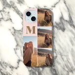 Girly Monogram Elegant Photo Blush Pink  iPhone 15 Case<br><div class="desc">Create a unique and stylish look with this personalised iPhone case. Add your 4 favourite photos and customise it with your monogram for a truly personal touch. Perfect for showcasing your memories and style!</div>