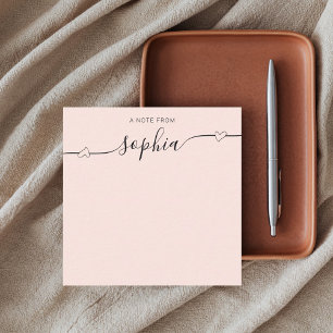 Girly Monogram Heart Calligraphy Blush Pink Card