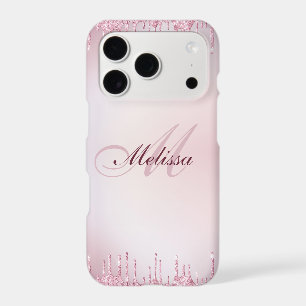 girly monogram rose gold purple glitter