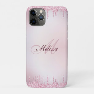 girly monogram rose gold purple glitter Case-Mate iPhone case