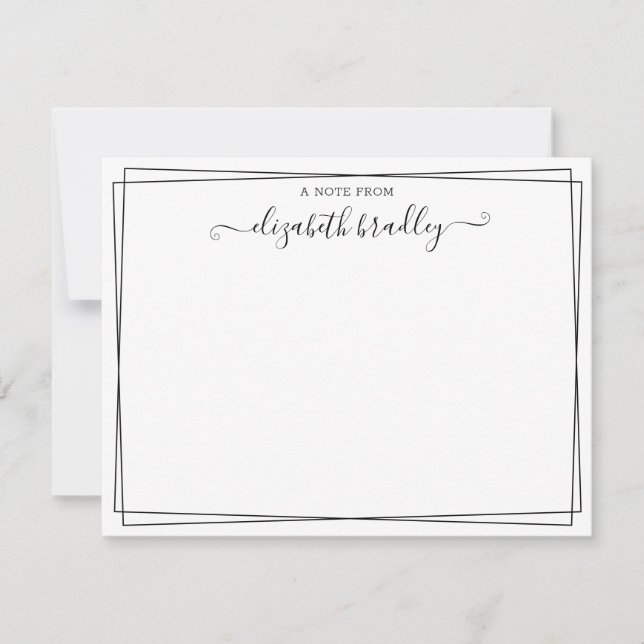 Girly Monogram Signature Script From The Desk Of  Thank You Card (Front)