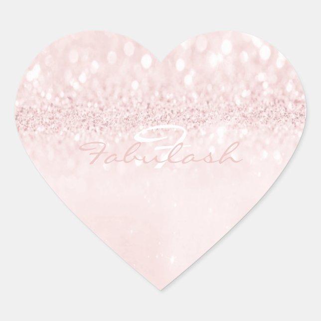 Girly Monogram Sparkly Glitter Pink Delicate Heart Sticker (Front)