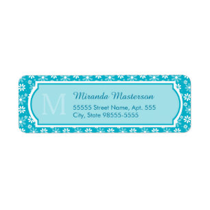 Girly Monogram Turquoise Daisy Flowers With Name