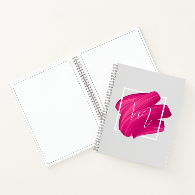 Girly Monogrammed Lipstick Smear Paint Smudge Notebook (Inside)