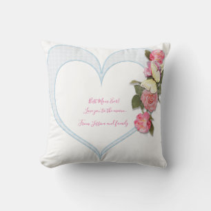 Girly Mother's Day pink floral Heart Cushion