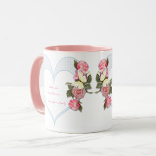 Girly Mother's Day pink floral Heart Mug
