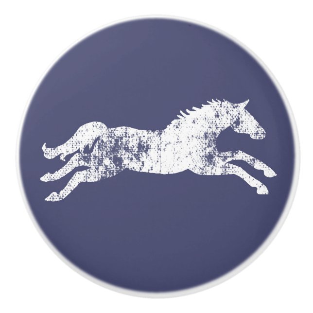 Girly Multi-colour Classic Equestrian Horses Ceramic Knob (Front)