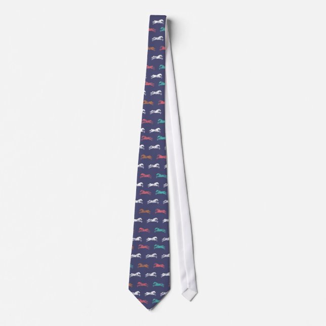 Girly Multi-colour Classic Equestrian Horses Tie (Front)