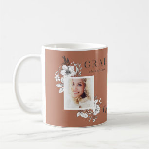 Girly multi photo floral elegant graduation party coffee mug
