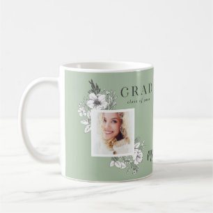 Girly multi photo floral elegant graduation party coffee mug