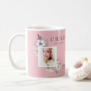 Girly multi photo floral elegant graduation party  coffee mug