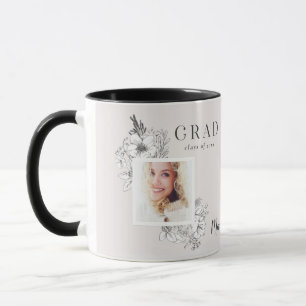 Girly multi photo floral elegant graduation party mug