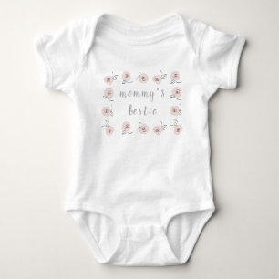 Girly Mummy's Bestie Flower Border Light Pink Baby Bodysuit