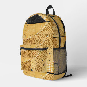 Girly Mustard Leopard Print Collage Backpack