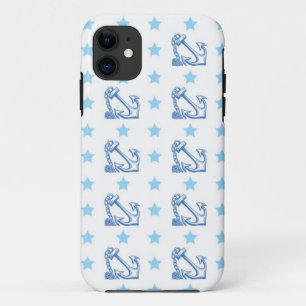 Girly nautical anchors retro vintage stars pattern iPhone 11 case