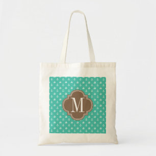 Girly Nautical Anchors Turquoise brown Personalise Tote Bag