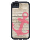 Girly Nautical Pink Anchor and Wood Look