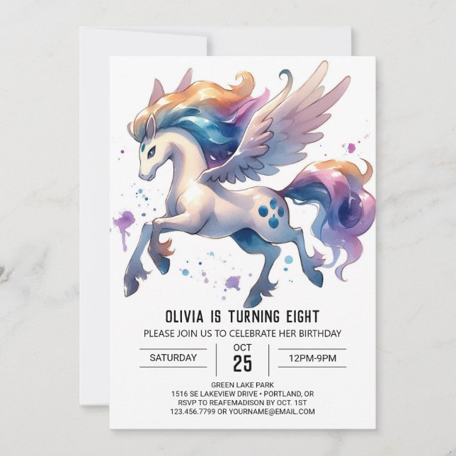 Girly Online Horse Birthday Invitation (Front)