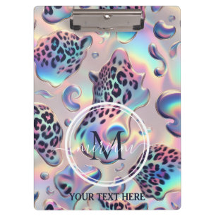 Girly Opal Leopard Print Office School Clipboard