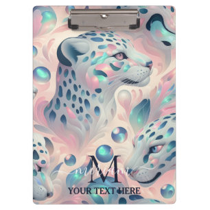 Girly Opal Leopard Print Office School Clipboard