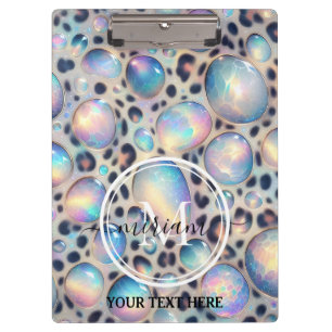 Girly Opal Leopard Print Office School Clipboard