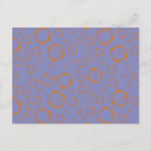 girly orange blue circle squares pattern dizzy art postcard
