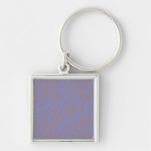girly orange purple circle squares pattern dizzy key ring