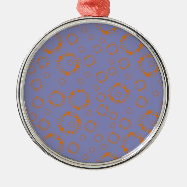 girly orange purple circle squares pattern dizzy metal tree decoration (Front)