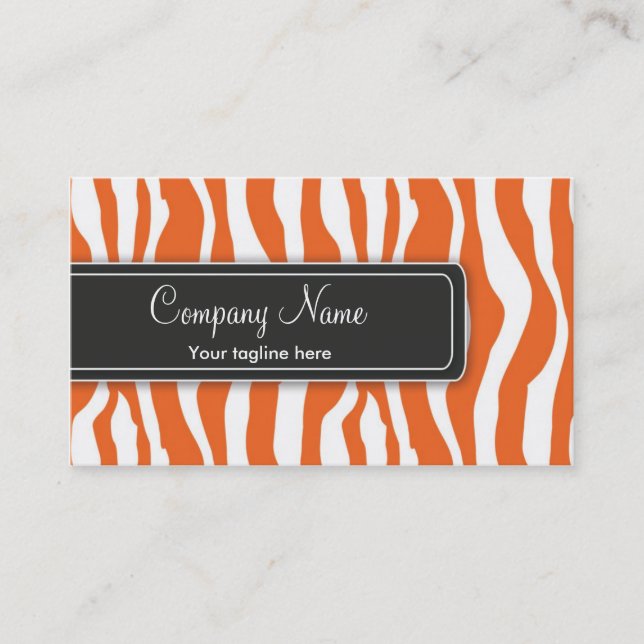 Girly Orange Zebra Print Business Card (Front)
